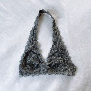Grey Lace Halter Bralette